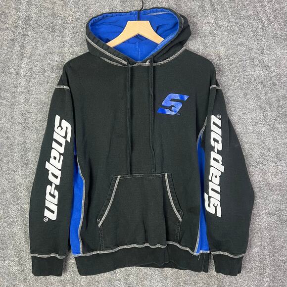 Choko Motorsports Snap On Hoodie Sweatshirt Pullover Size M Black/Blue - Picture 1 of 10